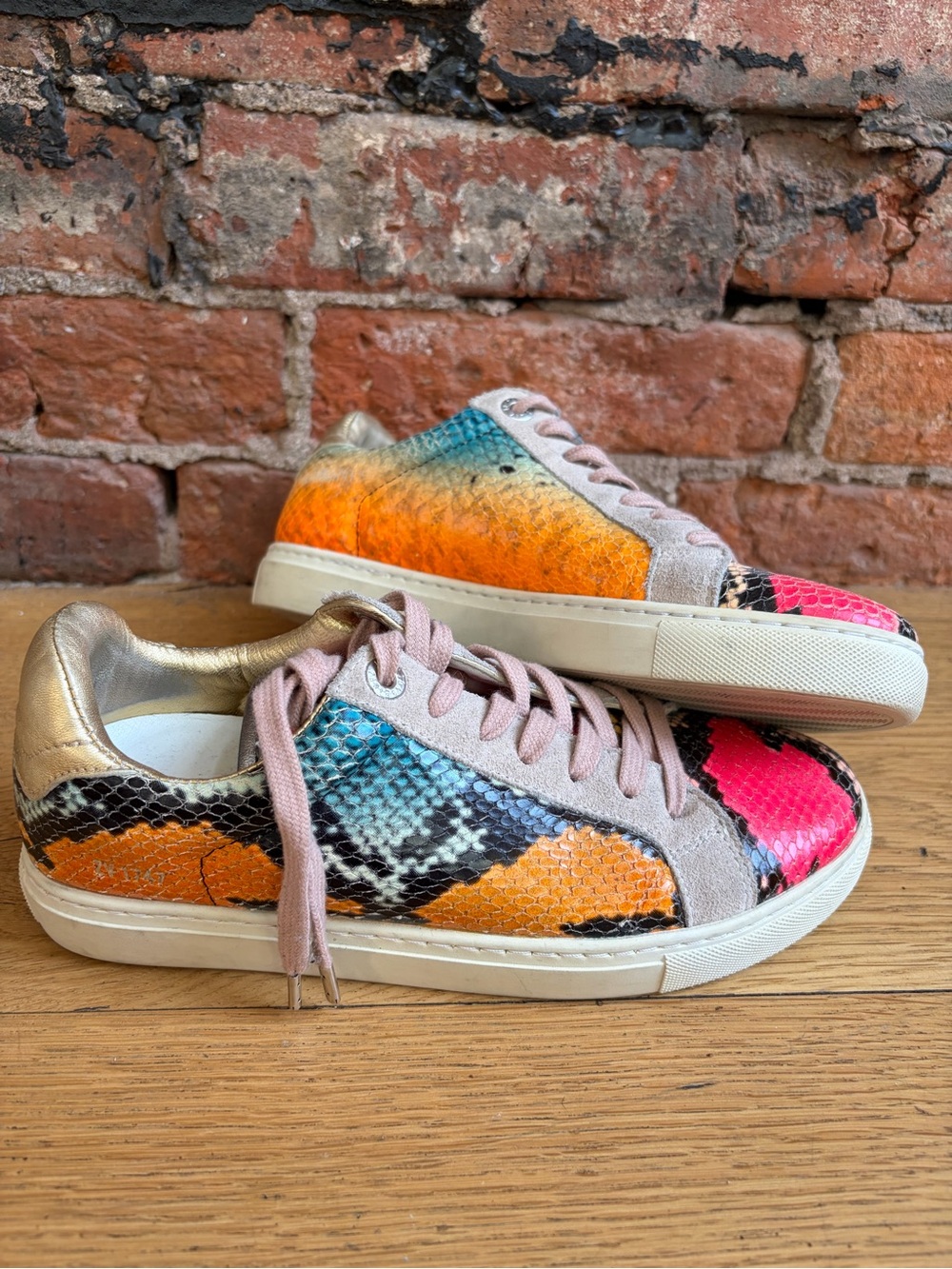 Zadig and Voltaire Women’s Neon Snake-Print Low Top Sneakers